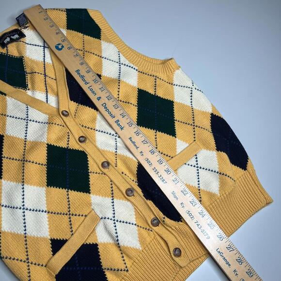 Woods & Gray Sweater Vest Men’s L Tartan Plaid VTG 90s Tennis V-Neck Golf Preppy - Picture 3 of 9